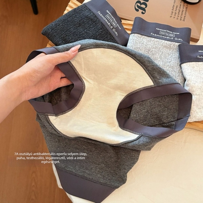 Forest Gray 10A antibakteriális Jacquard pamut női boxer brief, középmagas derék, 20 cm hosszú