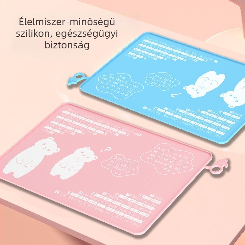 Szilikon étkezési alátétek gyermekeknek és általános iskolásoknak, élelmiszer-minőségű, vízálló és olajálló, összecsukható