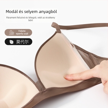 Női háromszög kosaras melltartó, 3/4-es kosár, vezeték nélküli, push-up, varrás nélküli, külső nylon, bélés modal