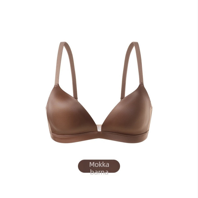 Női háromszög kosaras melltartó, 3/4-es kosár, vezeték nélküli, push-up, varrás nélküli, külső nylon, bélés modal