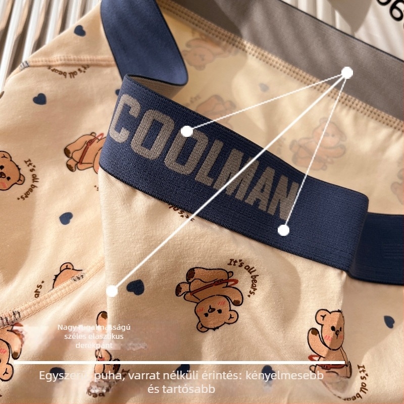 Férfi közepesen magas derekú, légáteresztő pamut boxer brief, állatmintás, 95% pamut, kötött anyag, viszkóz belső