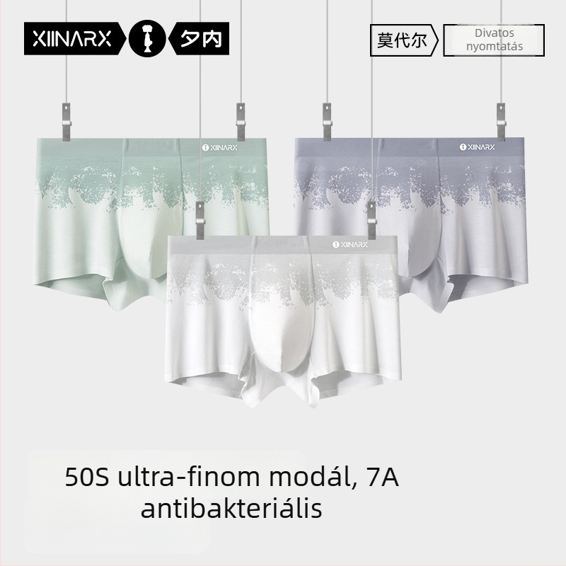 Evening férfi modal boxer rövidnadrág, középső derekú, antibakteriális, gradiens mintás, 60S modal