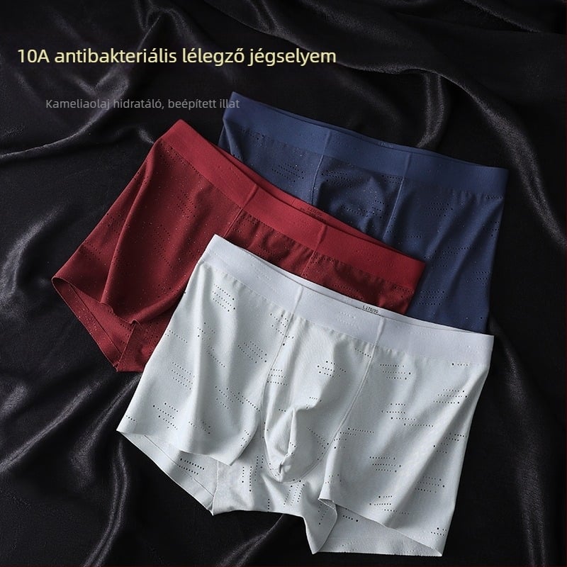 Férfi vékony Ice Silk gyorsan száradó boxer briefs, lélegző, antibakteriális, középmagas derekú