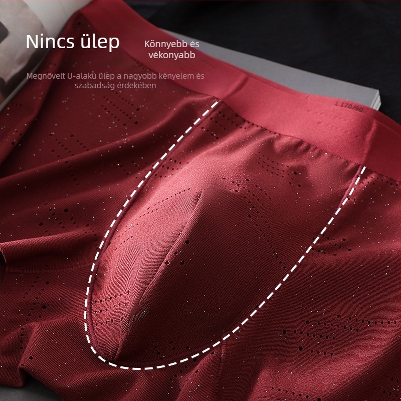 Férfi vékony Ice Silk gyorsan száradó boxer briefs, lélegző, antibakteriális, középmagas derekú
