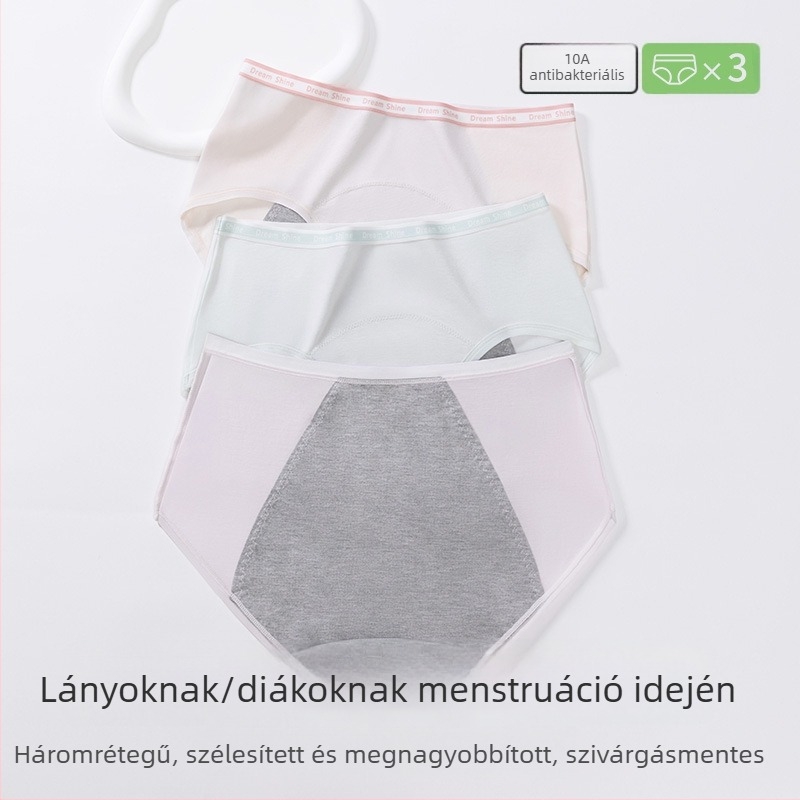 Lányoknak tervezett menstruációs fehérnemű, szivárgás elleni védelemmel, háromszög fazonú alsónemű