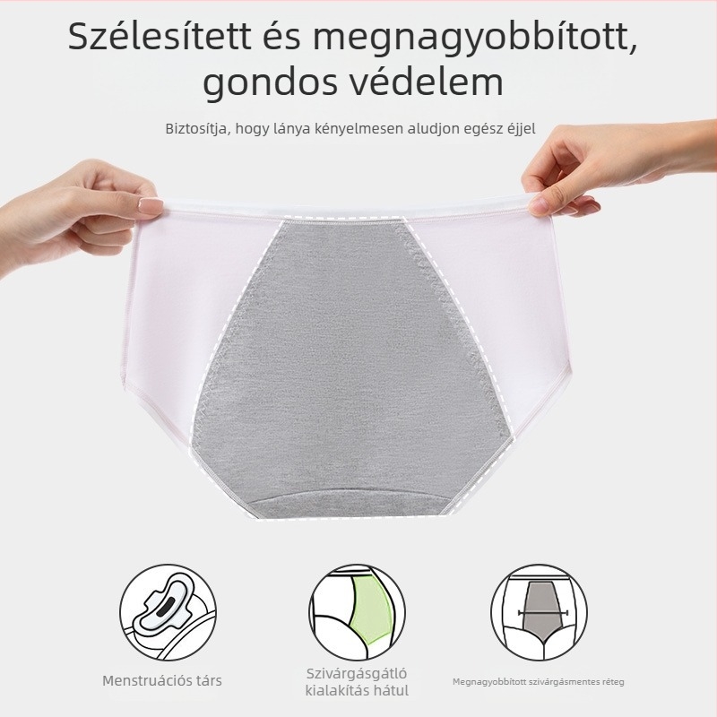 Lányoknak tervezett menstruációs fehérnemű, szivárgás elleni védelemmel, háromszög fazonú alsónemű