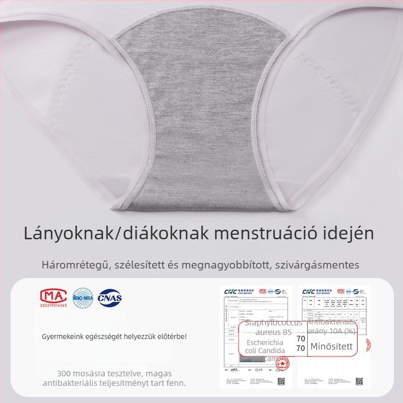 Lányoknak tervezett menstruációs fehérnemű, szivárgás elleni védelemmel, háromszög fazonú alsónemű