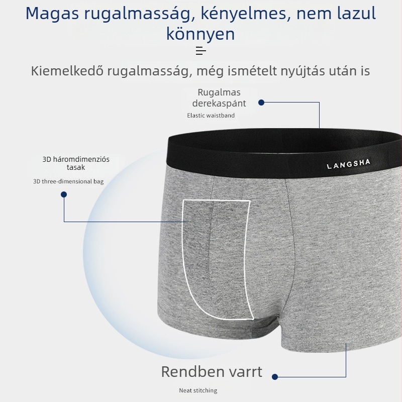 Langsha férfi boxeralsó 100% pamutból, lélegző, középmagas derekú, nyári viselet