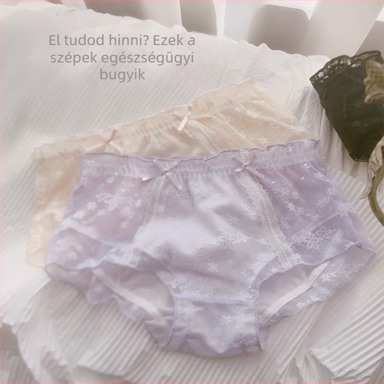 Női menstruációs fehérnemű, lélegző jacquard hálóval, középmagasságú derék, virágmintás, 88% nylon, acetát béléssel