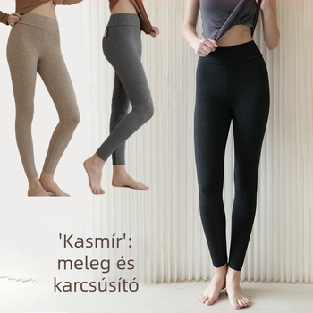 Női jóga nadrág kasmír-keverékből, könnyű, meleg, karcsúsító szabás, magas derék, hasi kontroll, külső viselésre alkalmas