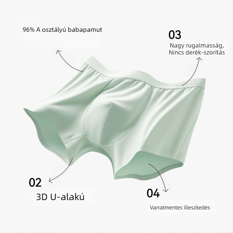 Baonasi férfi 100% pamut boxeralsó, antibakteriális, lélegző, izzadságelnyelő, középmagas derekú