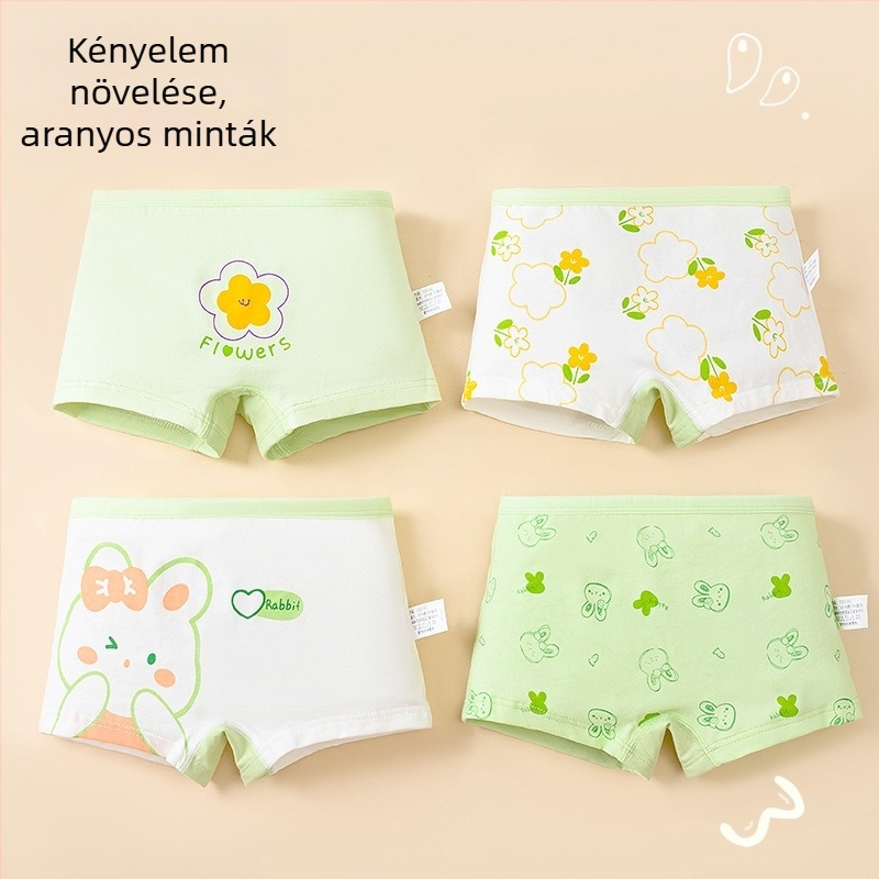 Lányoknak szóló pamut alsónemű – 91–95% pamut, Biztonsági szint A, 3–8 éveseknek, 2025 tavasza