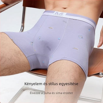 Férfi tiszta pamut boxeralsó, antibakteriális és lélegző, fő anyag: kifésült pamut, kerület alatti bélés: pamut, középmagas derék, sima szövés