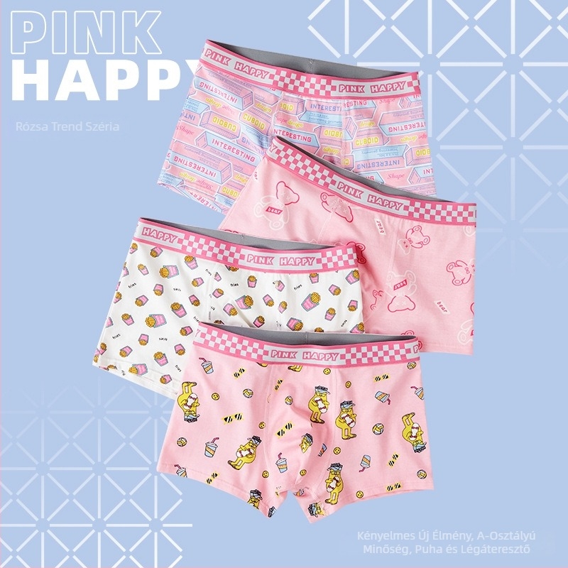 Férfi boxeralsó fésült pamutból 40s, lélegző és antibakteriális, középmagas derekú, mintázat állat/animés