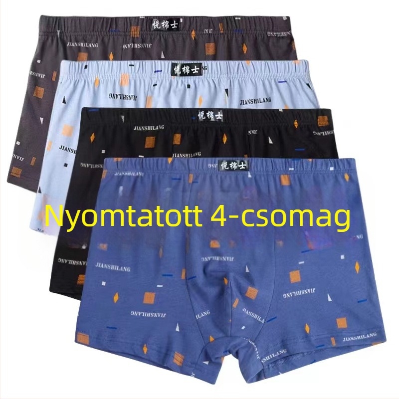 100% pamut férfi boxeralsó, plusz méret, középmagas derekú, lélegző, nedvességelvezető, laza szabás