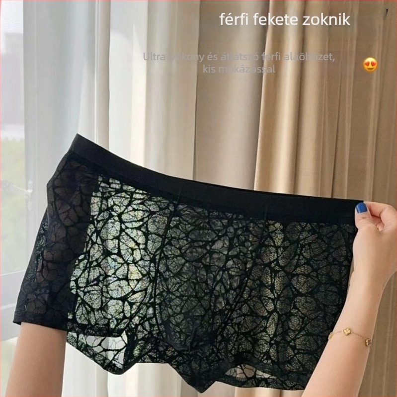 Férfiak számára lélegző jacquard nylon hálós rövidnadrág leopárd mintával, középmagasságú derék, bélés 70–80% nylon