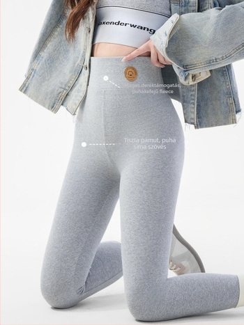 Fleece belsővel ellátott leggings melegre, 95% pamut és spandex, vastag, cropped hosszúságú