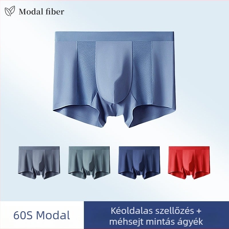 60 darab Modal férfi boxer brief, varrás nélküli derékrész, egyszínű, vékony fazon