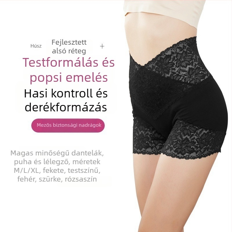 Női csipkés magas derekú boxeralsó, dupla rétegű ágyékrész, viszkóz anyag, gyors száradás