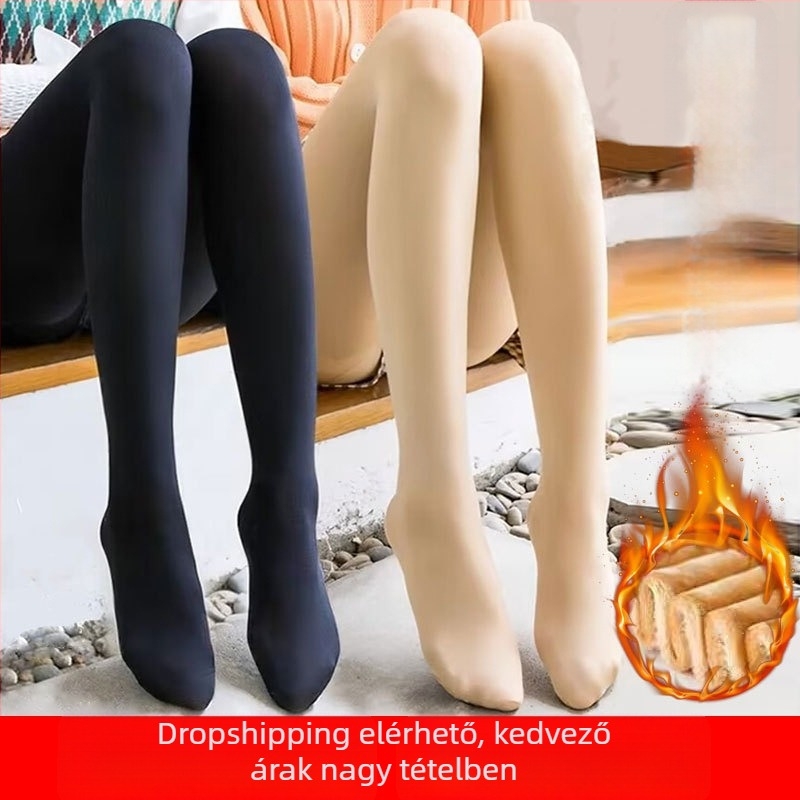 Meleg fleece-béléssel ellátott vastag leggings télen – női testszínű