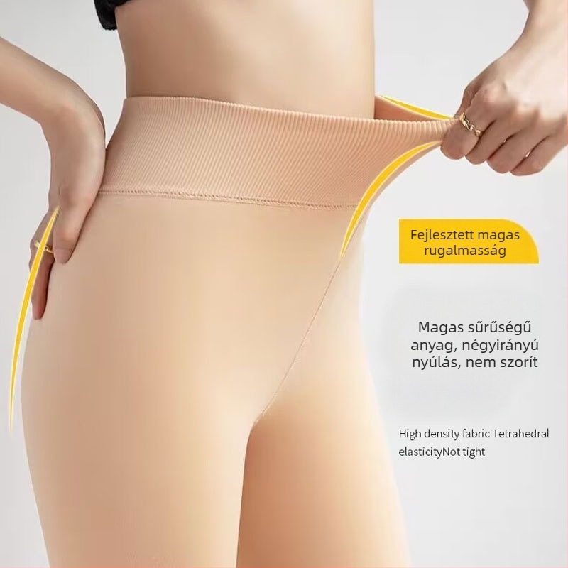 Meleg fleece-béléssel ellátott vastag leggings télen – női testszínű