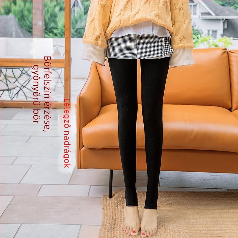 Meleg fleece-béléssel ellátott vastag leggings télen – női testszínű