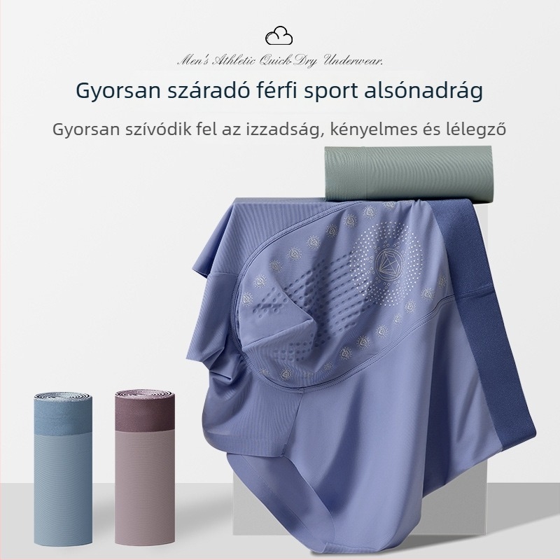 Férfi boxeralsó Ice Silk Nylonból, gyorsan száradó, légáteresztő, antibakteriális, középmagasságú derék