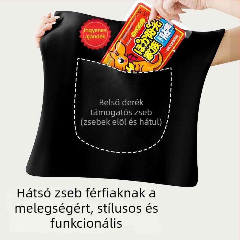 Termikus mellény velúr-flízzel bélelt, elöl és hátul zsebekkel, U-nyakú pulóver, poliészter