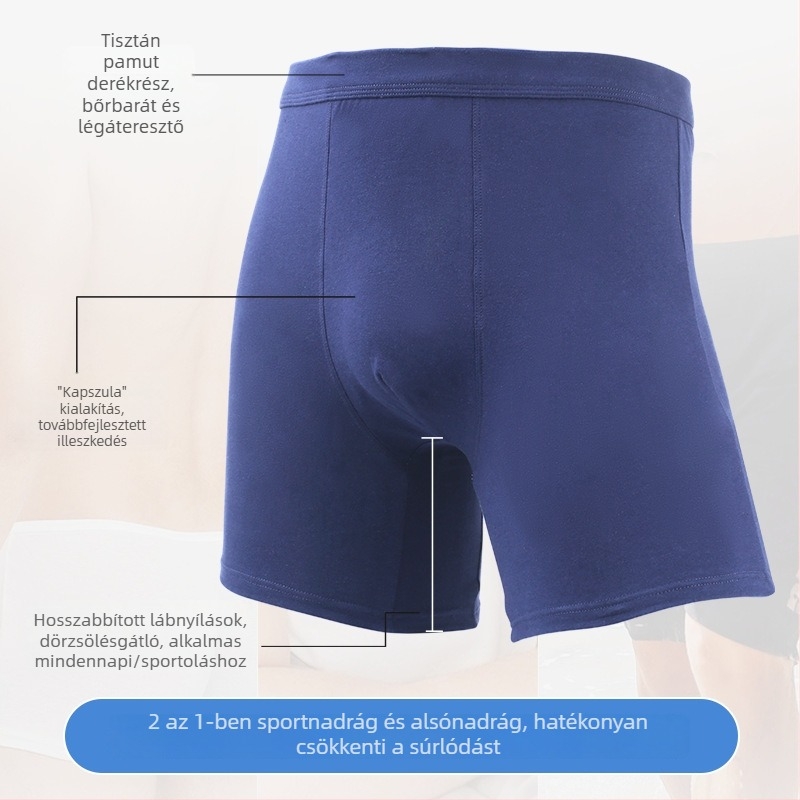 Férfiaknak hosszított sportalsó boxeralsó, anti-dörzsölés, rugalmas középső derék, plusz méret