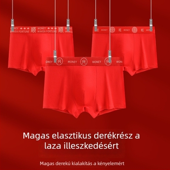 Férfi piros pamut boxer brief antibakteriális védelemmel, 7A minőség, középmagas derekú, mindennapi kényelmes alsónemű.