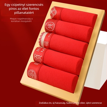 Férfi piros pamut boxer brief antibakteriális védelemmel, 7A minőség, középmagas derekú, mindennapi kényelmes alsónemű.