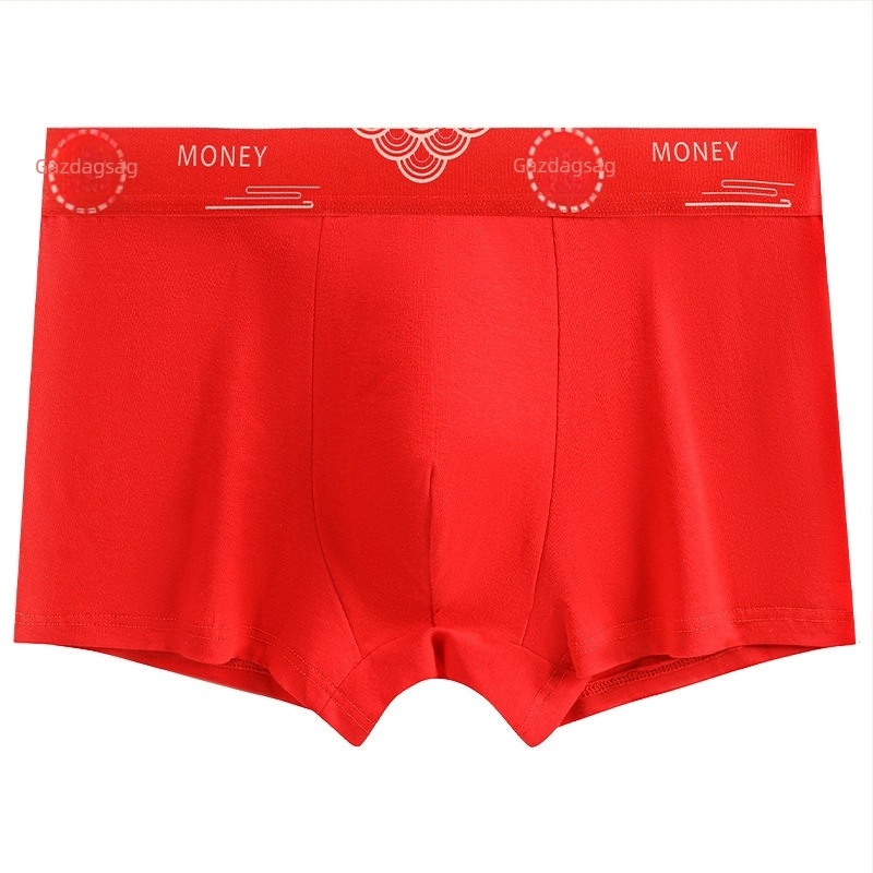 Férfi piros pamut boxer brief antibakteriális védelemmel, 7A minőség, középmagas derekú, mindennapi kényelmes alsónemű.
