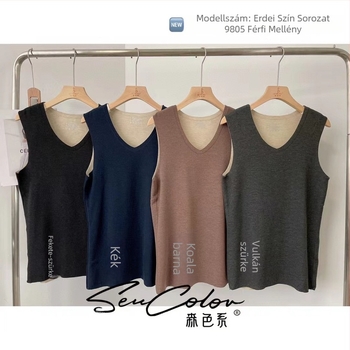 Férfi seamless nylon-keverék meleg mellény, V-nyakú pulóver alapréteg
