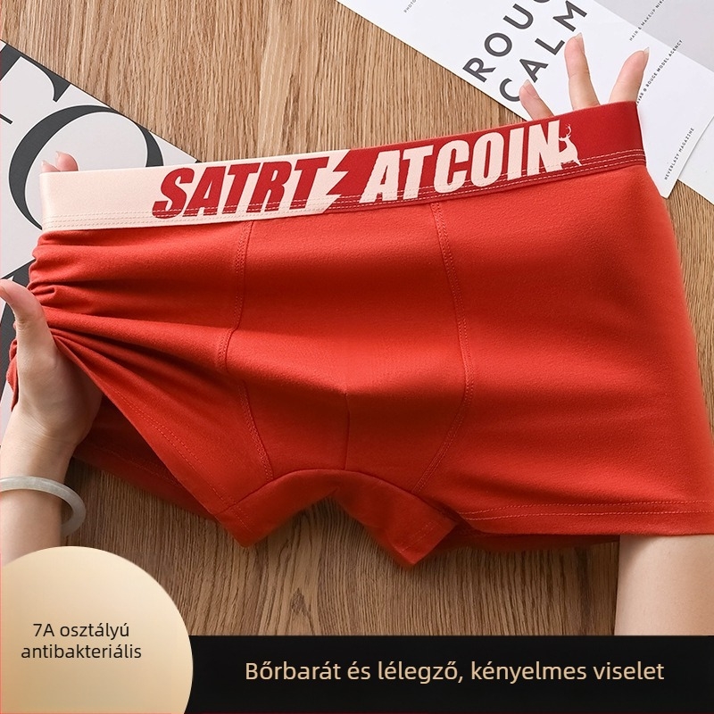 Pamut férfi boxeralsó, középtájú derék, légáteresztő és antibakteriális, 95%+ pamut, kötött anyag, OEM-támogatás