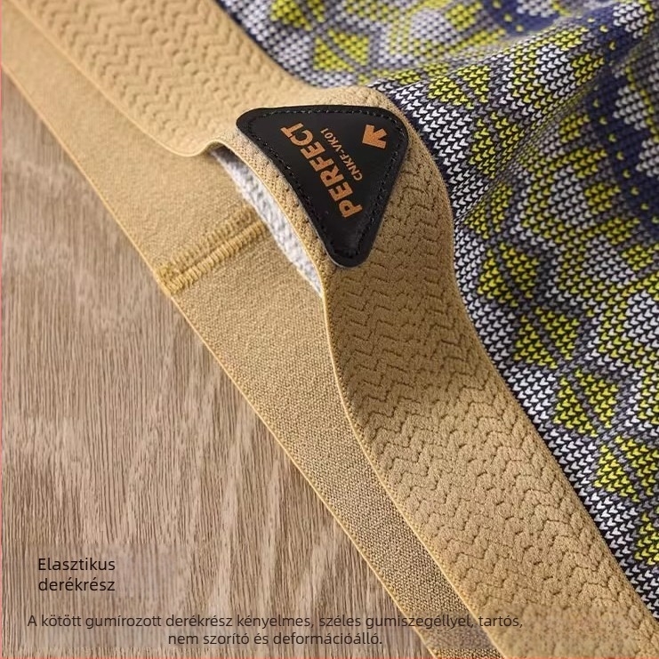 Retro etnikus stílusú 10A antibakteriális női pamut boxer briefek, teljes csípőfedéssel, nem szorítanak