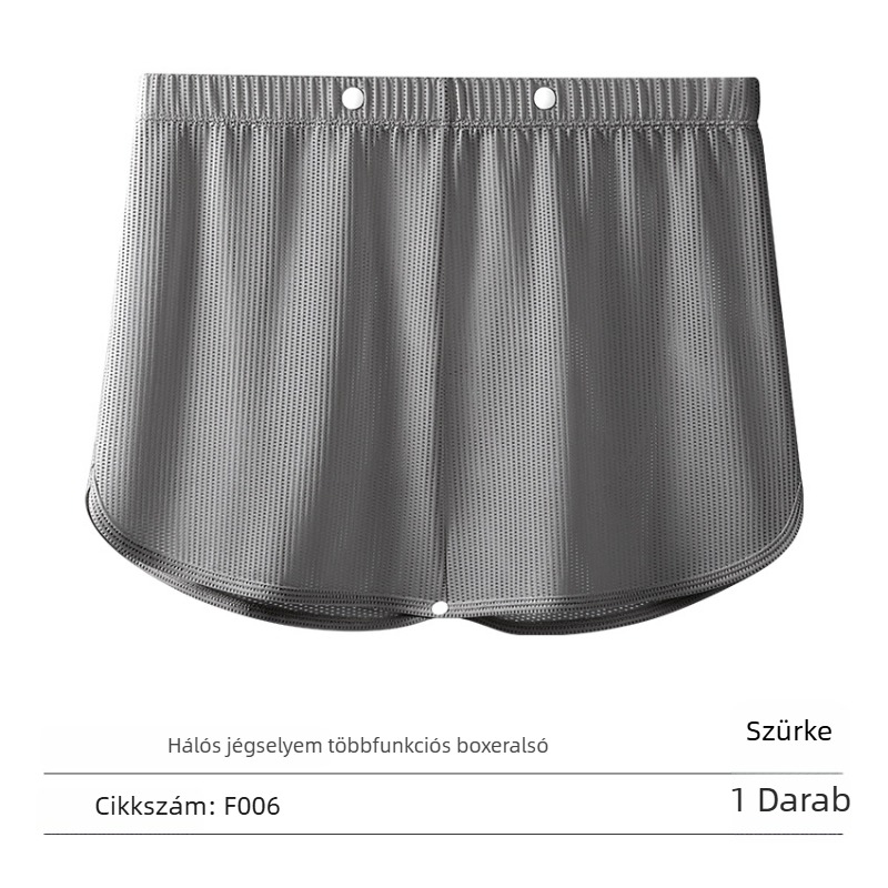 Férfi nyitott ágyékú boxeralsó, vékony ice silk anyagból, gyorsan száradó, légáteresztő