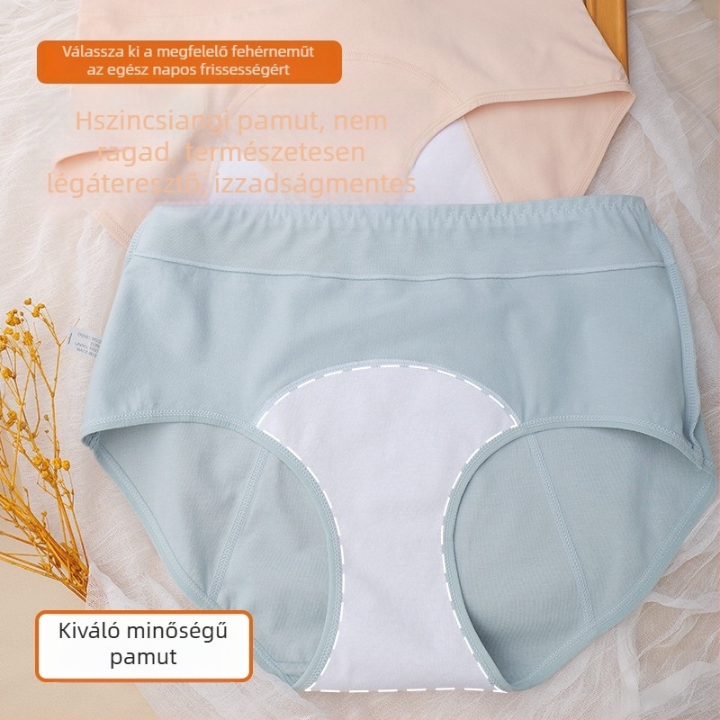 Magas derekú női pamut alsónemű, háromrétegű szivárgásmentes védelem, plusz méret, menstruációra