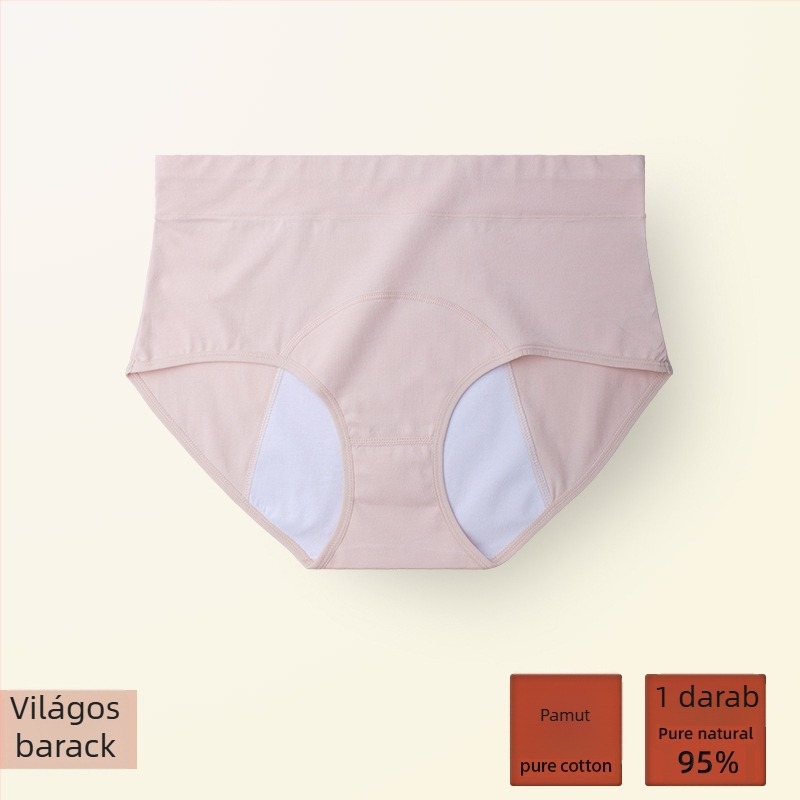 Magas derekú női pamut alsónemű, háromrétegű szivárgásmentes védelem, plusz méret, menstruációra