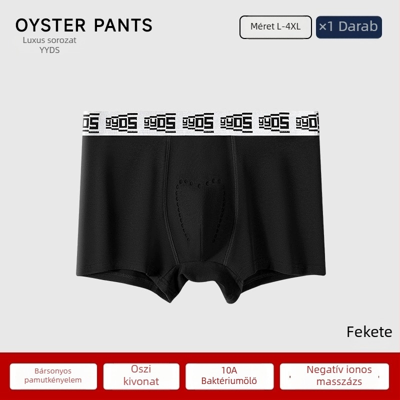 Pamut boxer férfiaknak, lélegző és antibakteriális funkcióval, középmagas derék, egyszínű mintázat, ágyék alatti bélés pamutból
