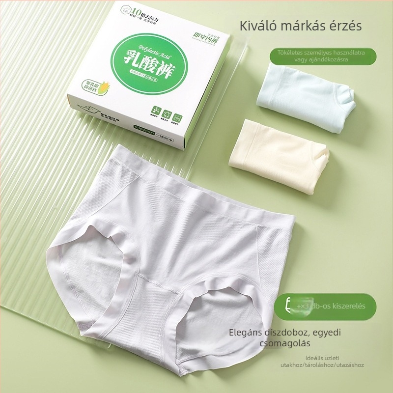3 darab antibakteriális, varrat nélküli, magas derekú női alsónemű, polilaktikus anyagból, ajándékdobozban