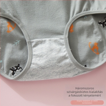 Menstruációs női fehérnemű szivárgás elleni védelemmel, középmagasságú derék, állatmintás, 95% pamut