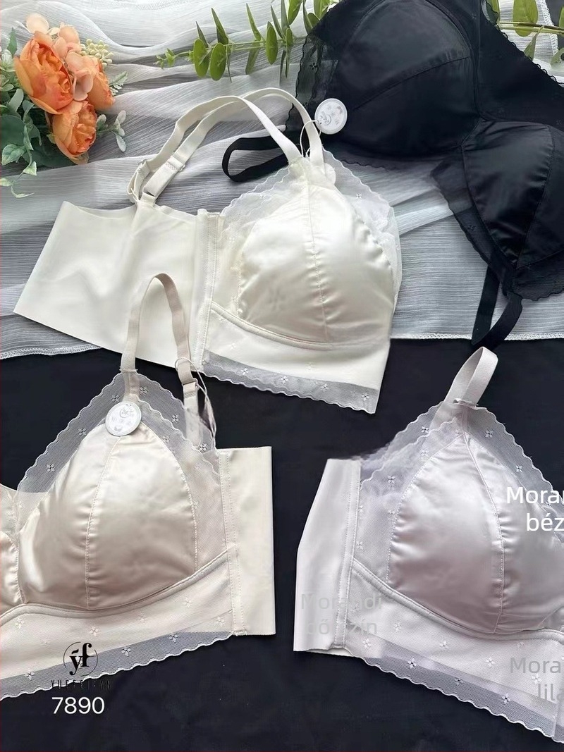 Nyári ultra vékony csipkés szatén bralette fix kosarakkal, légáteresztő, nyom nélkül, csőtop 10809