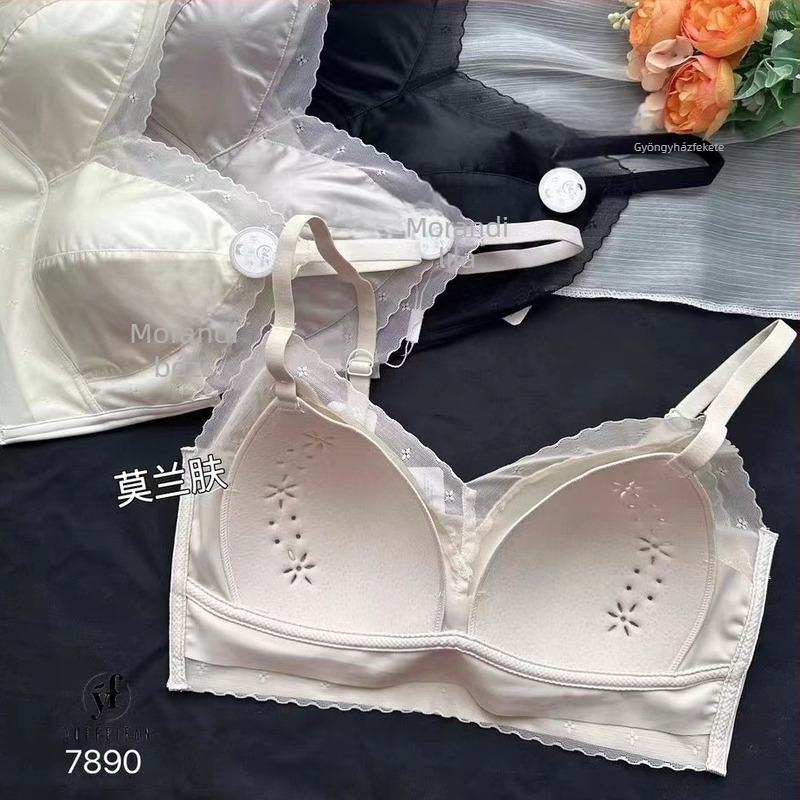 Nyári ultra vékony csipkés szatén bralette fix kosarakkal, légáteresztő, nyom nélkül, csőtop 10809