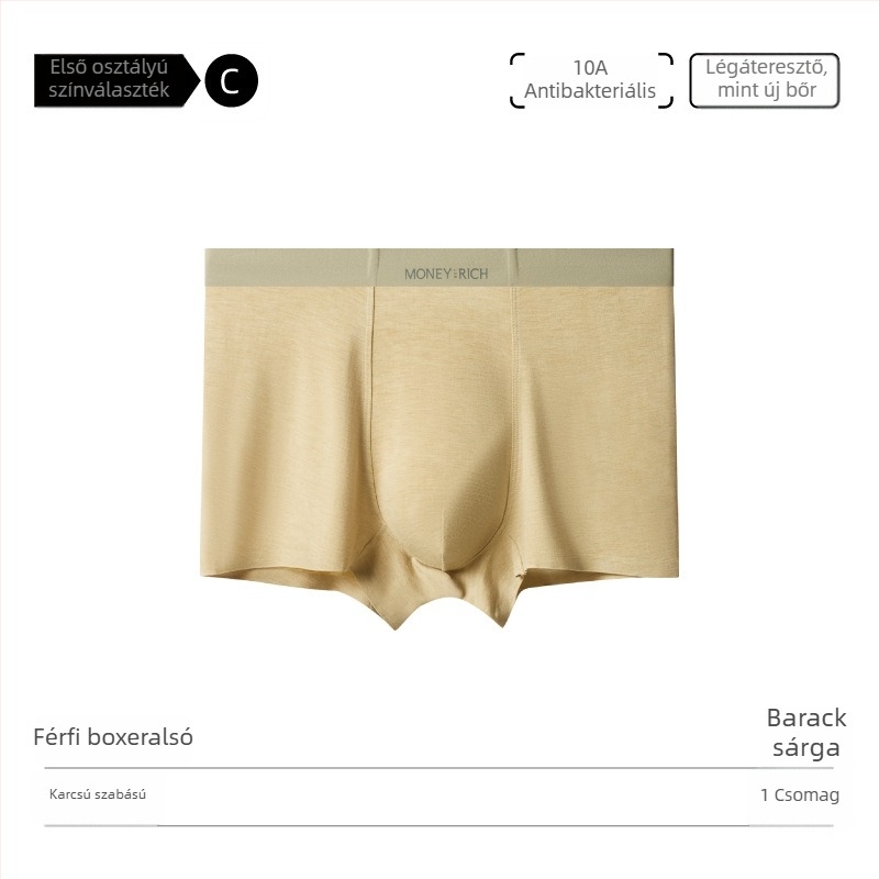 Férfi boxer briefs viszkózból, lélegző, antibakteriális, középmagasságú, egyszínű, fő anyag 90-95% viszkóz