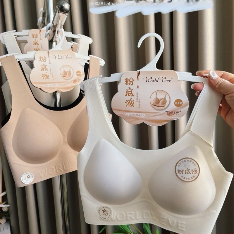Huizhixin 5002 Varrás nélküli wrap melltartó push-up, széles vállpántok, nyitott hátsó rész, betűs mintázat