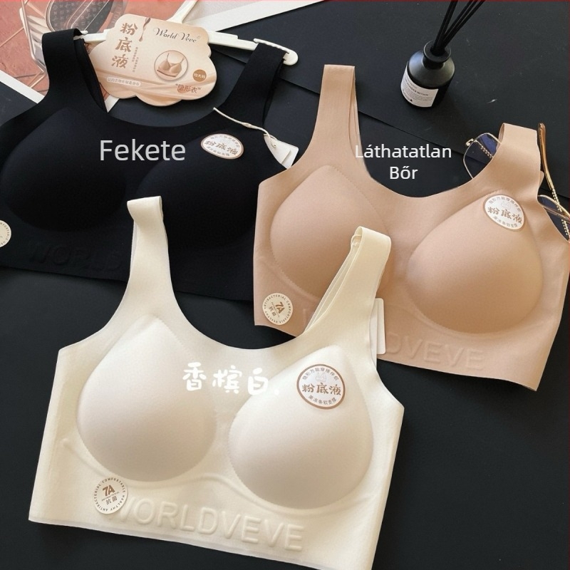 Huizhixin 5002 Varrás nélküli wrap melltartó push-up, széles vállpántok, nyitott hátsó rész, betűs mintázat