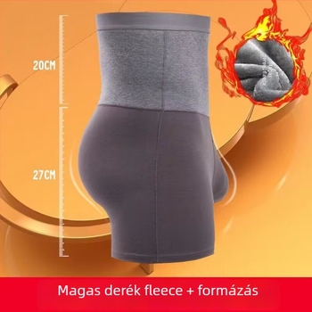 Férfiak magas derekú pamut boxeralsó, has támasz, fleece bélés, hosszított fazon, Plusz méret