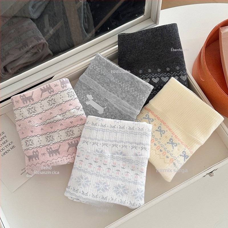 Fair Isle stílusú női boxeralsónadrág, 100% pamut, 2025-ös kiadás, antibakteriális 10A