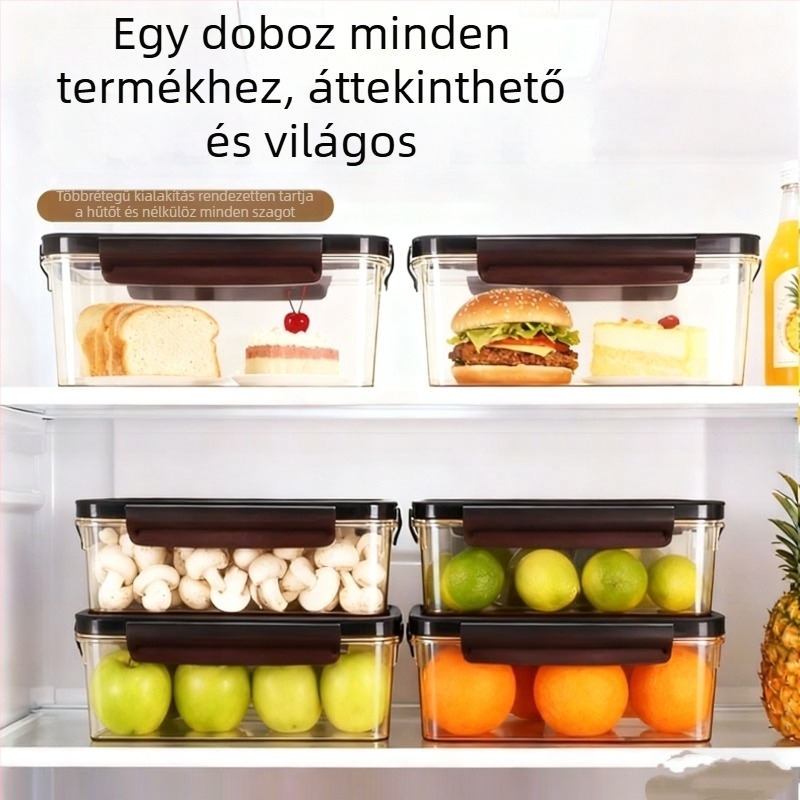 Négyzet alakú frissességmegőrző doboz (800-1000 ml, élelmiszer-minőségű PP, zárható fedél, melegen tart)