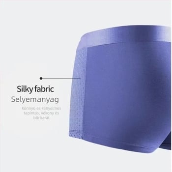 Férfi ice silk antibakteriális, lélegző, gyorsan száradó boxeralsó, kötött anyag, 90–95% poliészter, középmagas derekú